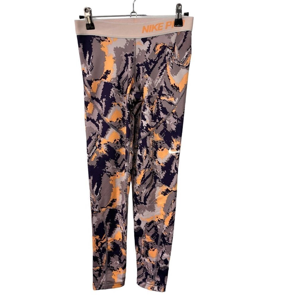 Nike Pro Hyperwarm Girl’s Black and Peach Tight Leggings Size Large